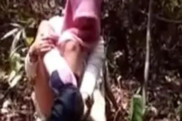 Ukhti Hijab Pink Cantik Pasrah Goyang Kasur Outdoor poster